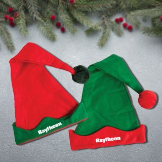 Printed Elf Hat with Pom Poms