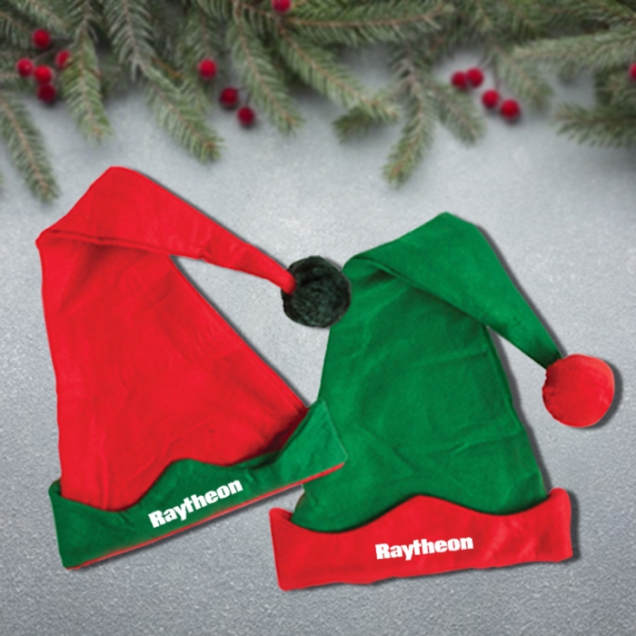 Custom Printed Elf Hat with Pom Poms