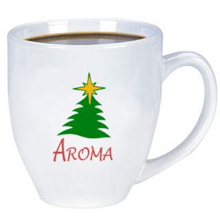 Logo 15 Oz White Shiny Bistro Ceramic Mugs