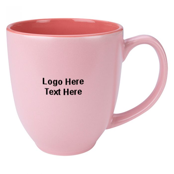 Promotional 14 Oz Pink Awareness Sorbet Bistro Mugs