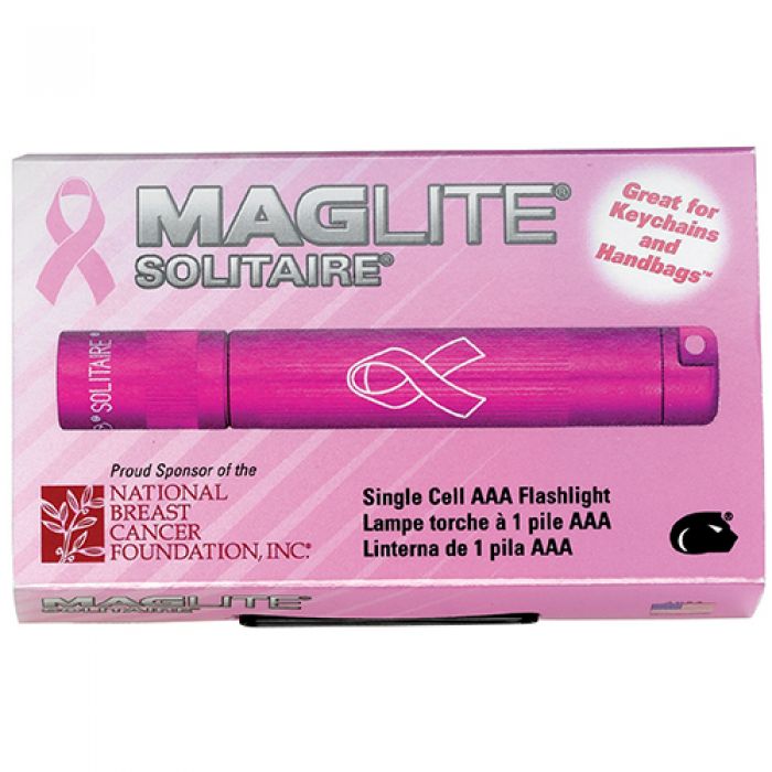 Promotional Breast Cancer Awareness Mag-Lite Solitaire Flashlights
