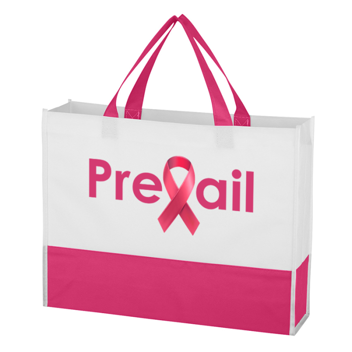 Promotional Breast Cancer Awareness Non-Woven Prism Tote Bags