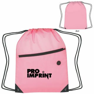 Pink Awareness Front Zipper Drawstring Sports Pack
