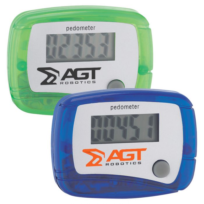 Custom Printed In Shape Pedometer with Molded Clip