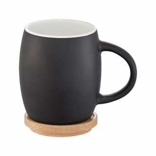 Printed 15 Oz Hearth Ceramic Mug with Wood Lid/Coaster