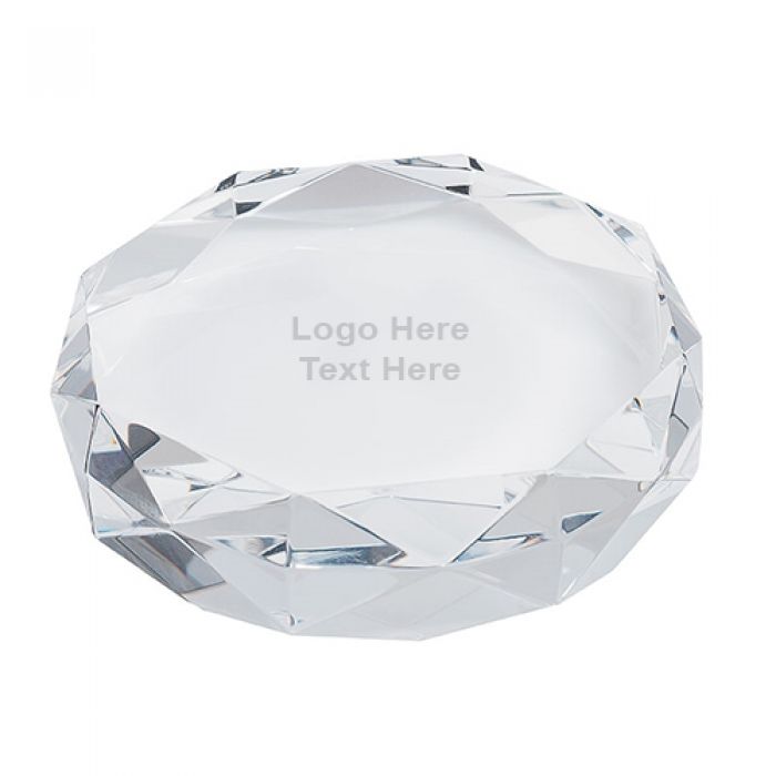 Customized Rimini Gem Cut Crystal Paperweights