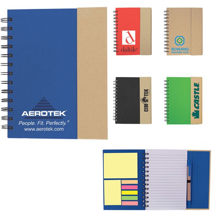 Custom Eco-Recycled Journal Notebooks with Flags and Pen