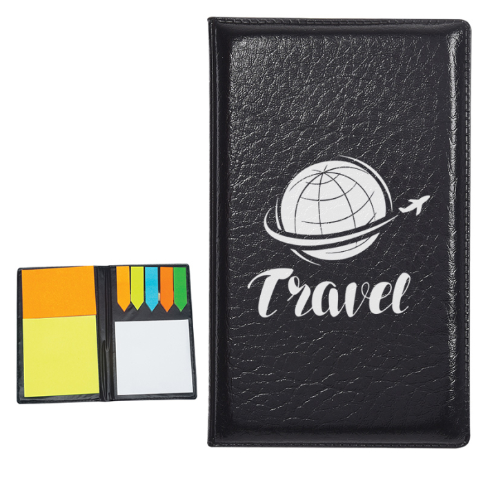 Custom Leather Look Padfolio With Sticky Notes and Flags