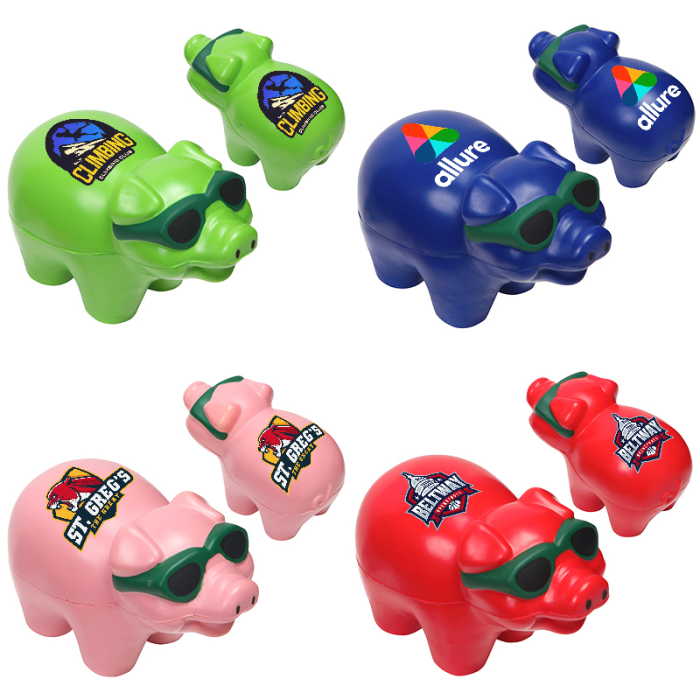 Logo Imprinted Cool Pig Shape Stress Relievers