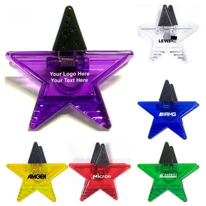 Logo Imprinted Jumbo Size Star Shape Magnetic Memo Clips