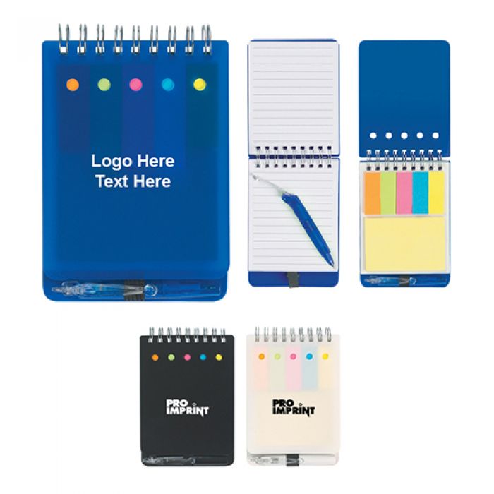 Custom Printed Spiral Jotter with Sticky Notes, Flags and Pen