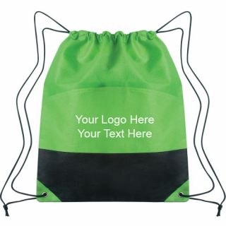 ized Non-Woven Two-Tone Polypropylene Drawstring Bags