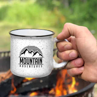 15 Oz Speckled White Ceramic Campfire Mugs