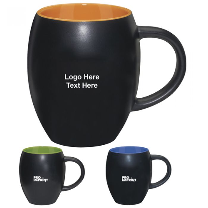 Custom Printed 17 Oz Matte Barrel Shaped Color Mugs