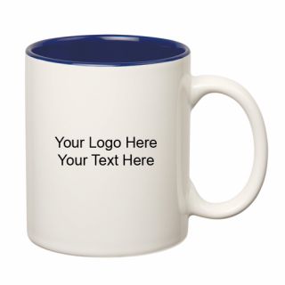 11 Oz ized Two Tone Colored Stoneware Mugs with C-Handle