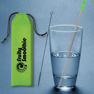 Custom Imprinted Stainless Steel Reusable Straw Kit