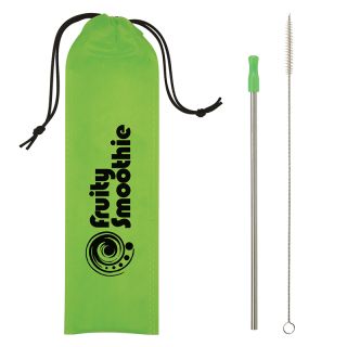 Custom Imprinted Stainless Steel Reusable Straw Kit