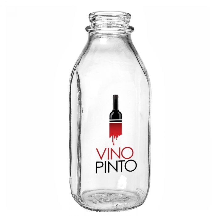 Custom Printed 1 Quart Glass Milk Bottles