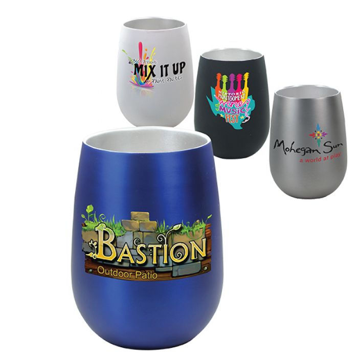 Promotional Full Color 12 Oz Halcyon® Stainless Steel Wine Glasses