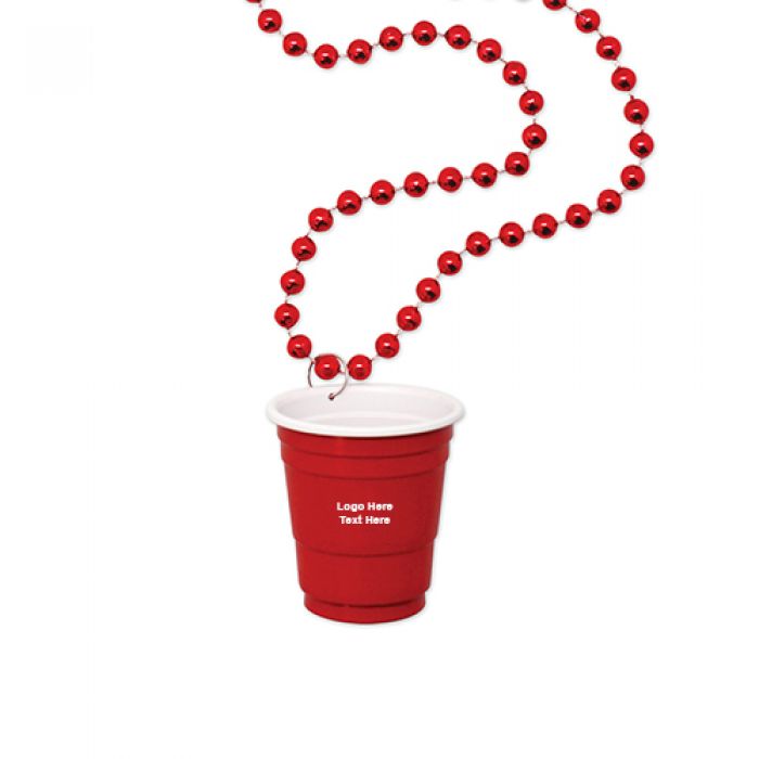 2 Oz Custom Imprinted Red Shot Glass on Beads