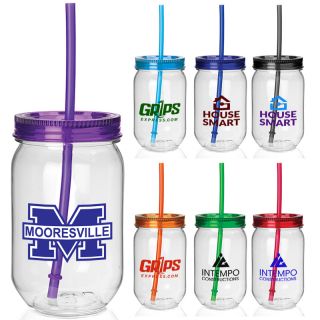 22 Oz Promotional Fiesta Mason Jar Tumblers
