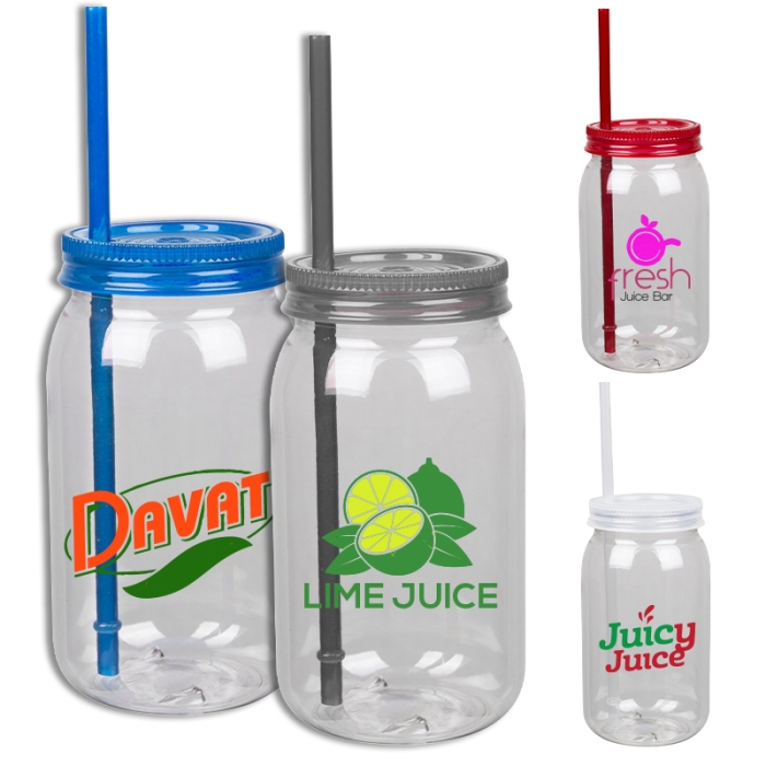 Customized 25 Oz Mason Jars with Straw