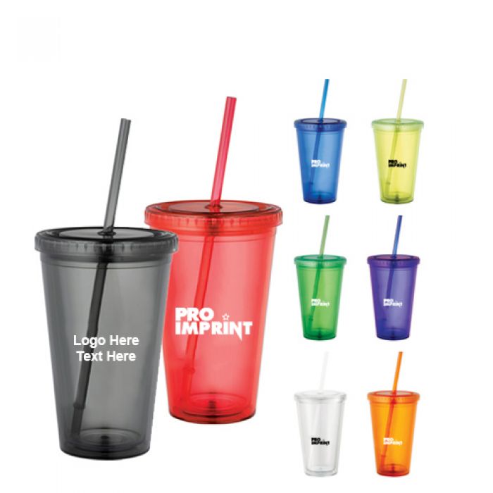 Custom Imprinted 16 Oz Sedici Tumblers with Straws
