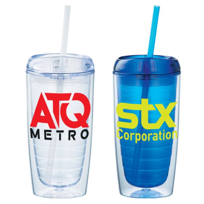 Custom Imprinted 16 Oz Vortex Tumblers with Straws