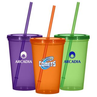 Custom Printed 22 Oz Economy Single Wall Tumblers With Straws