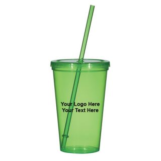 Printed 22 Oz Economy Single Wall Tumblers With Straws