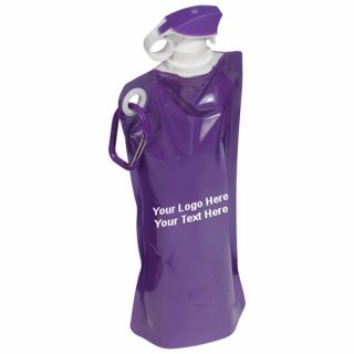 27 Oz ized Flip Top Folding Water Bag with Carabiner Clip
