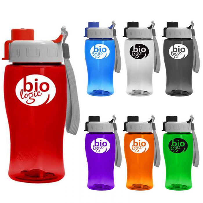 18 Oz Custom Printed Transparent Bottles with Quick Snap Lid