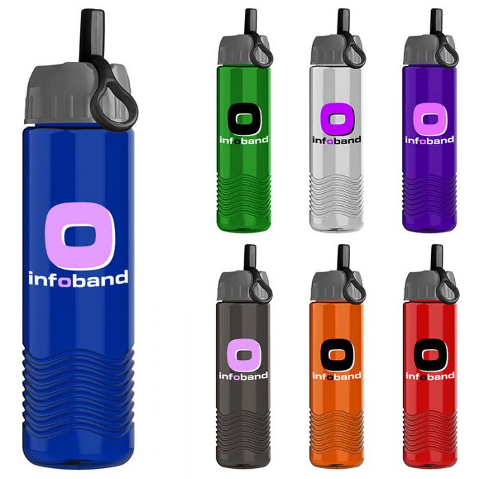 24 Oz Customized Tritan Wave Sports Bottles with Ring Straw Lid