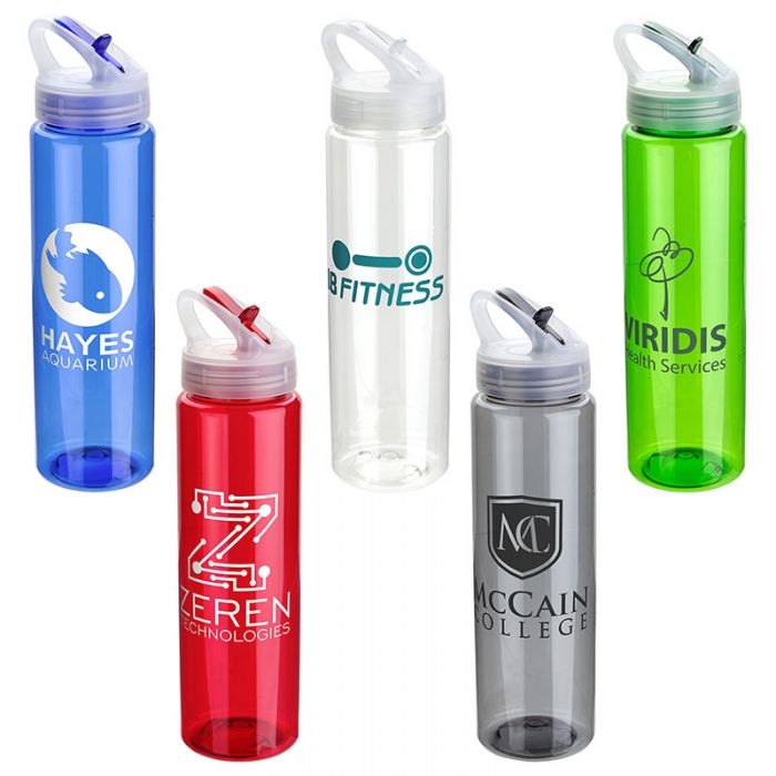 32 Oz Custom Printed Velo PET Bottles with Flip-Up Lid