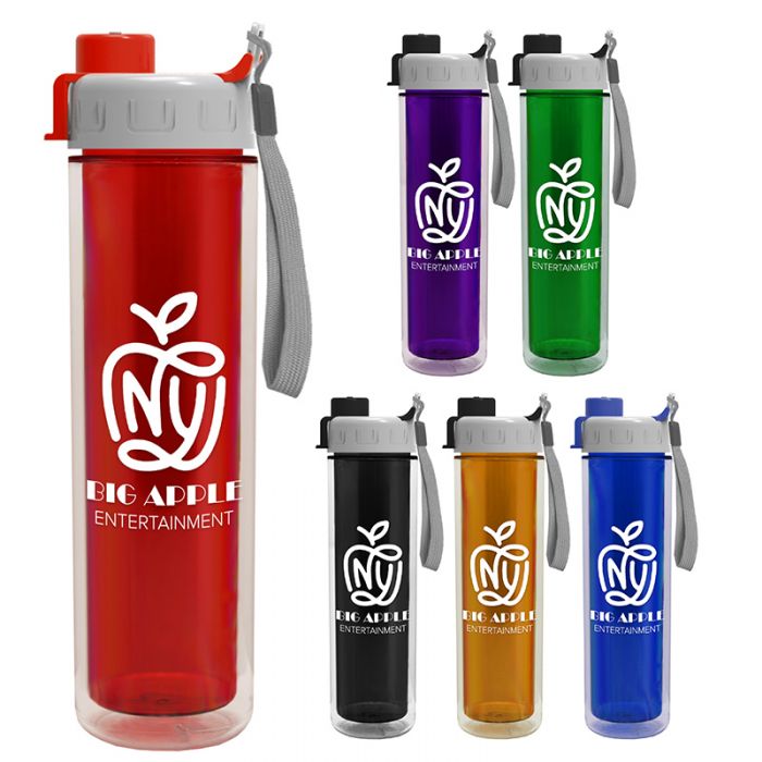 16 oz Custom Imprinted Chiller Double Wall Insulated Tritan Bottles with Quick Snap Lid
