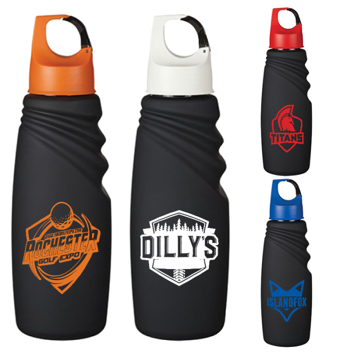 24 Oz Custom Matte Finish Crest Carabiner Sports Bottles