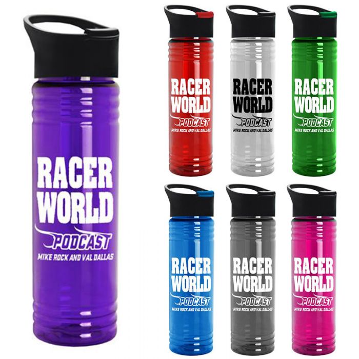 24 Oz Custom Printed Slim Fit Water Bottles with Pop up Sip Lid