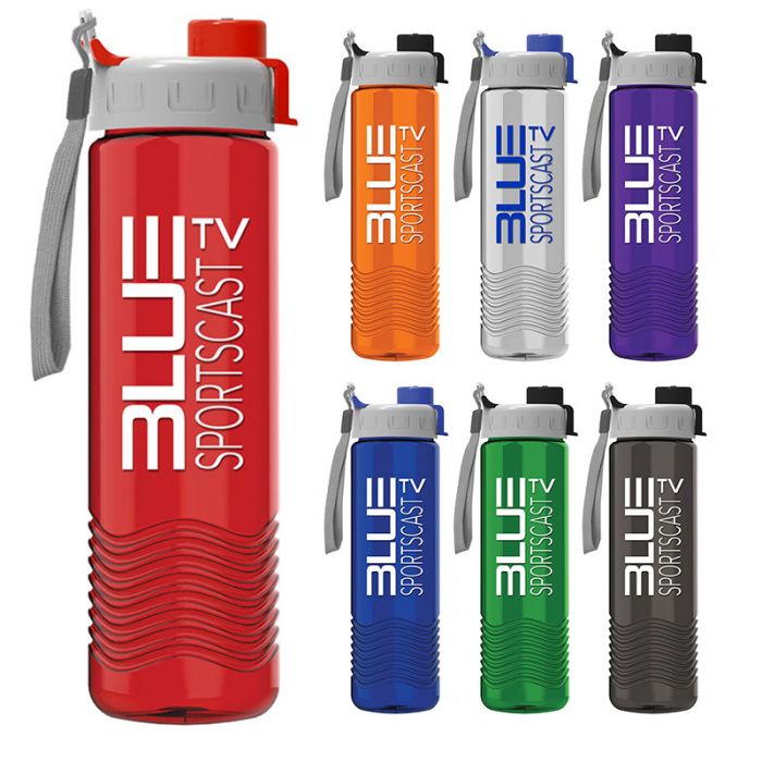 24 Oz Custom Wave Tritan Bottles with Quick Snap Lid