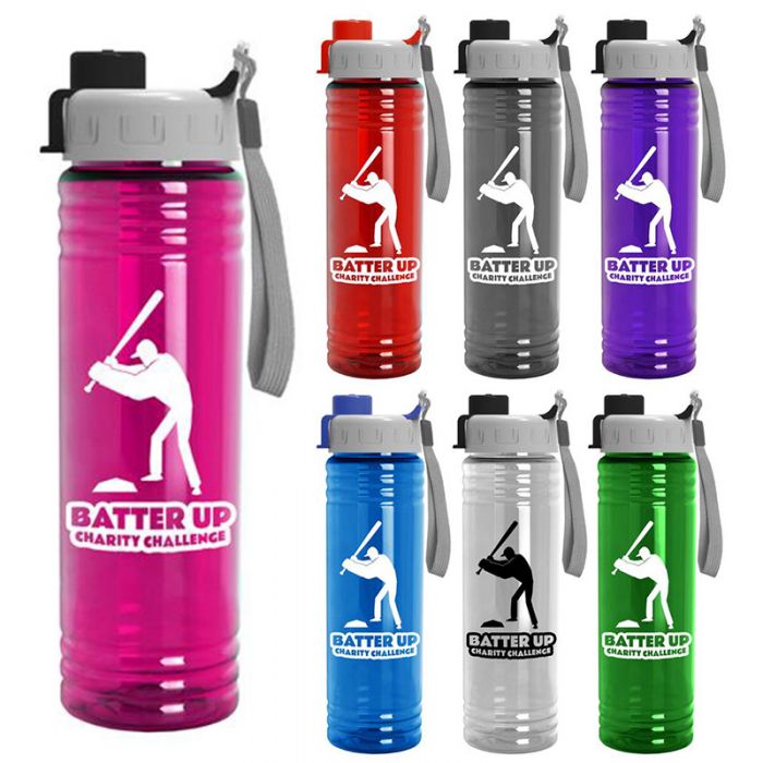 24 Oz Customized Slim Fit Water Bottles with Quick Snap Lid