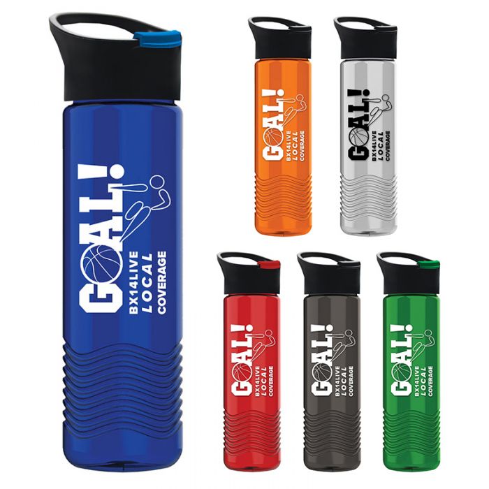 24 Oz Promotional Wave Tritan Bottles with Pop Up Sip Lid