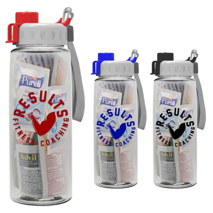 26 Oz Custom Printed Snap Lid Tritan Bottles with Survival Kit