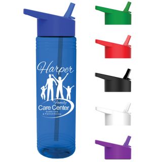 24 Oz Slim Fit Water Bottles with Flip Straw Lid