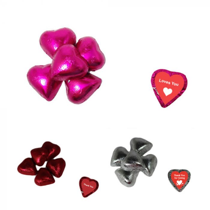 Custom Individually Wrapped Chocolate Hearts