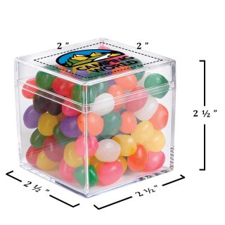 ized Cube Shaped Acrylic Container with Candy Jelly Beans
