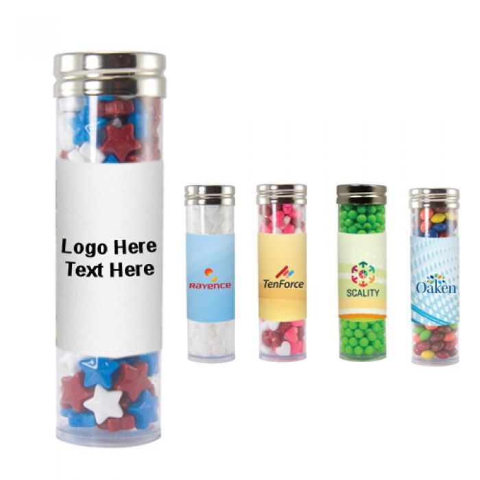 Logo Imprinted Large Gourmet Plastic Candy Tube