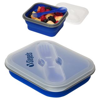 Printed Collapsible Silicone Lunch Boxes with Fork and...