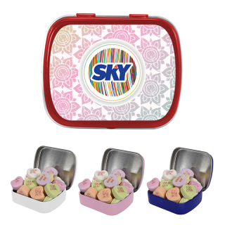 Small Mint Tins with Conversation Hearts