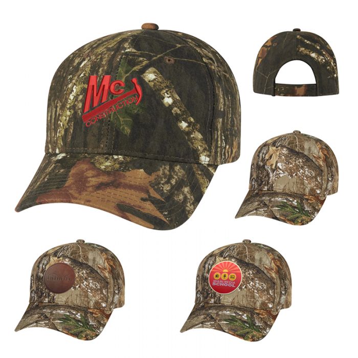 Custom Imprinted Realtree® and Mossy Oak® Hunter's Retreat Camouflage Caps