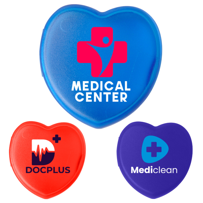 Custom Imprinted Heart Shaped Pill Box