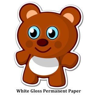 1 to 4 Square Inch Custom Die Cut Stickers - Permanent White Glossy Shiny Lamination Paper
